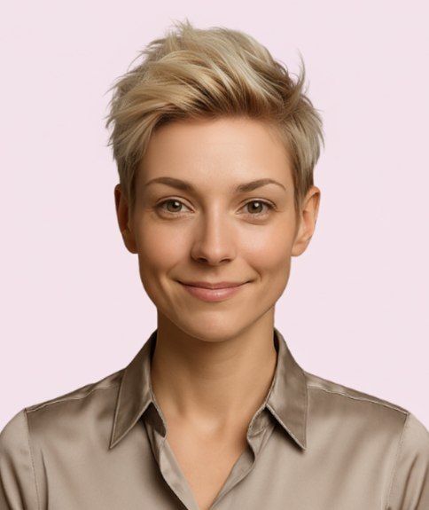 Kort kapsel met een volle kuif voor vrouwen