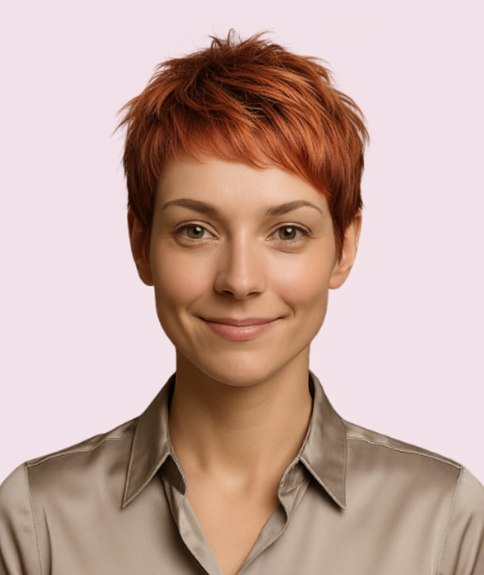 Nonchalante koperkleurige pixie