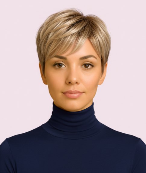 Elegante kort kopje voor blond haar