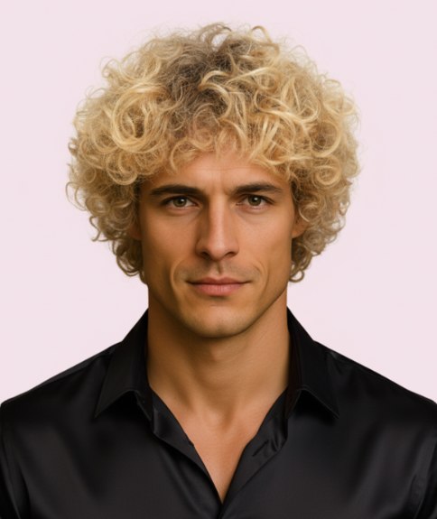Herenkapsel met goudblonde krullen