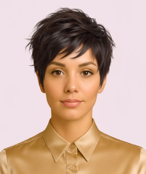 Pixie coupe met textuur en een speels effect