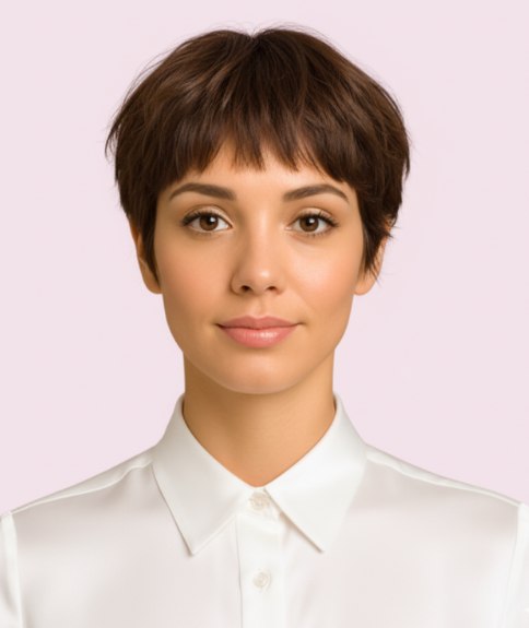 Moderne bowl-cut die mooi rond het hoofd valt