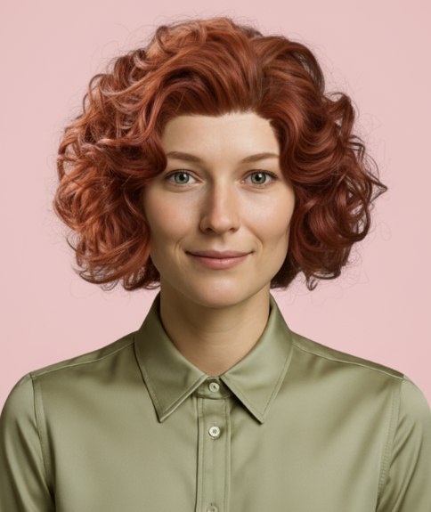Vintage bob met romantische krullen tot aan de kraag