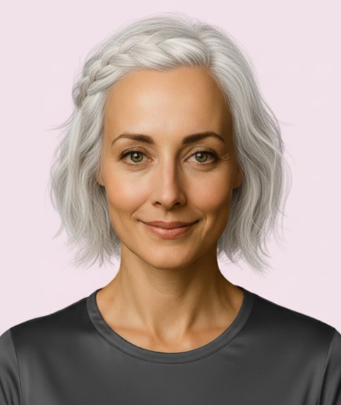Platinablonde bob met gevlochten detail