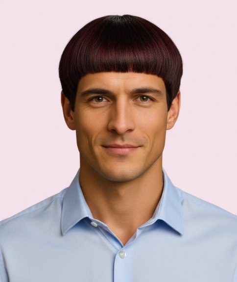 Modern mannelijk bowlcut kapsel