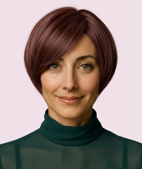 Gelaagde korte bob met korter haar aan de zijkanten