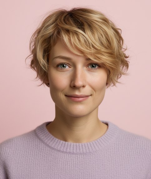 Kort kapsel voor blond haar met natuurlijke highlights