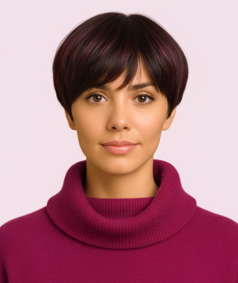 Bowl cut snit met afgeronde vorm die de hoofdomtrek volgt