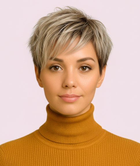 Pixie snit met warrige styling