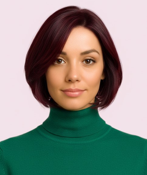 Warme brunette bob tot aan de kaaklijn