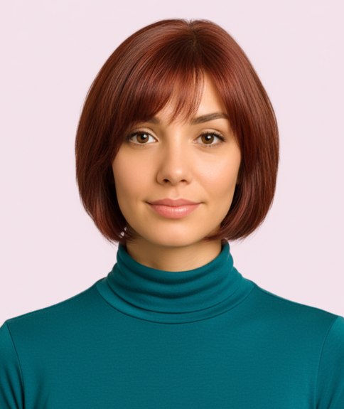 Bob met een warme kastanjebruine haarkleur