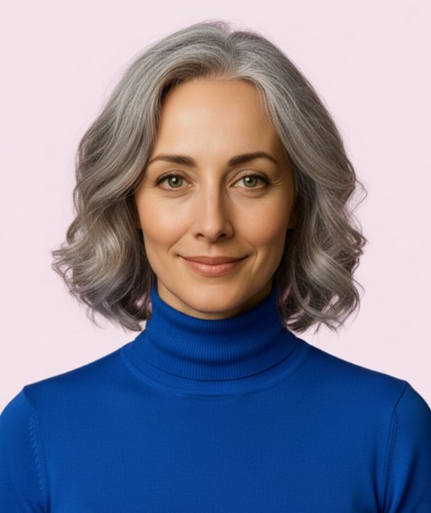 Golvende bob net boven de schouders, voor grijs haar