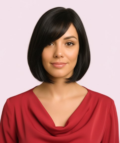 Bob onder de kaaklijn die het gezicht omlijst