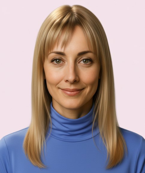 Lang kapsel met lagen en een zachte pony