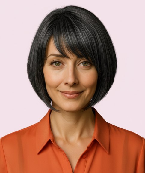 Gladde moderne bob, niet te kort en niet te lang