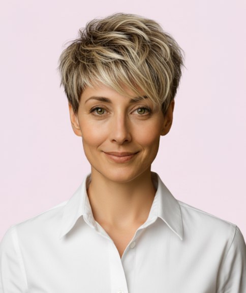 Moderne korte haarsnit met stijlvolle asymmetrie