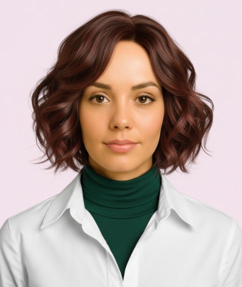 Bob tot aan de kin voor chocoladebruin haar met krullen