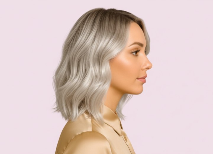 Blond haar tot op de schouders met golven