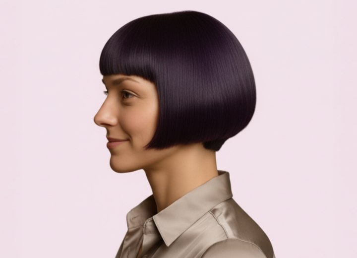 Moderne bob met rechte pony – Zijaanzicht