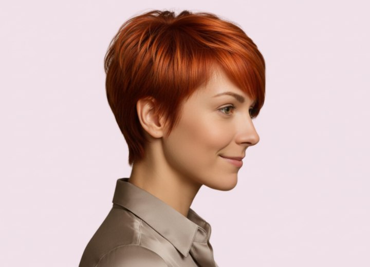Korte stijl voor rood haar – Zijaanzicht