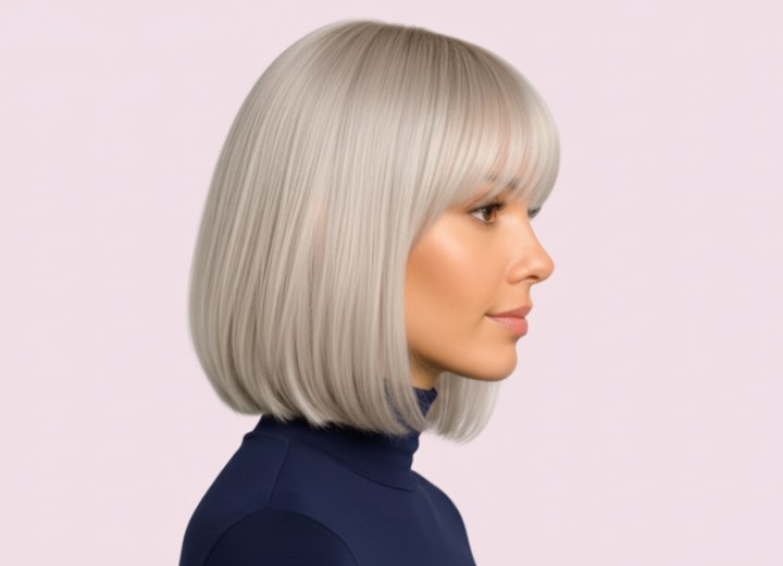 Blonde bob met een zachte pony – Zijaanzicht