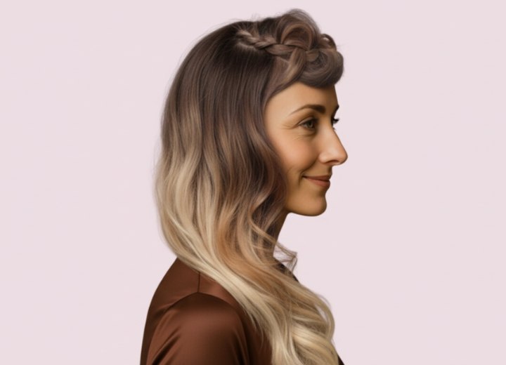 Retro jaren 1940 kapsel voor lang haar – Zijaanzicht
