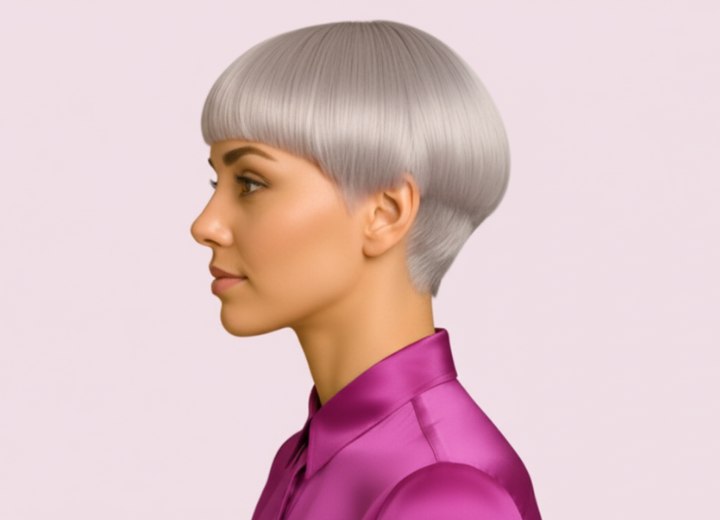 Zeer kort haar met rechte kniplijnen – Zijaanzicht