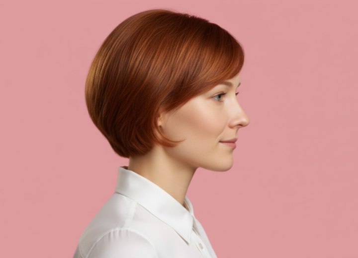 Korte bob met een strakke uitstraling – Zijaanzicht