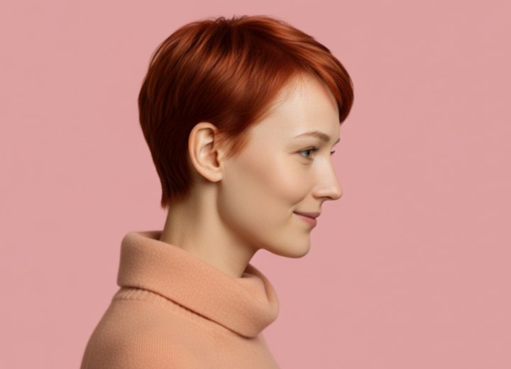 Kort pixie kapsel met laagjes – Zijaanzicht