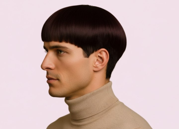 Mannelijke bowlcut – zijaanzicht