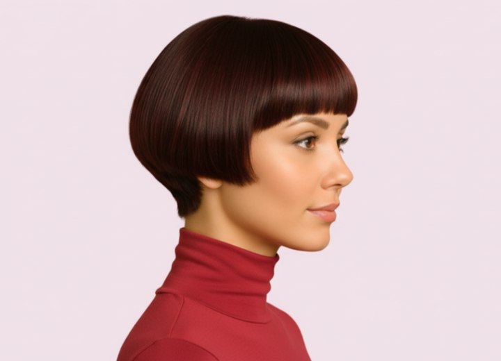 Kort kapsel met strakke kniplijnen – zijaanzicht