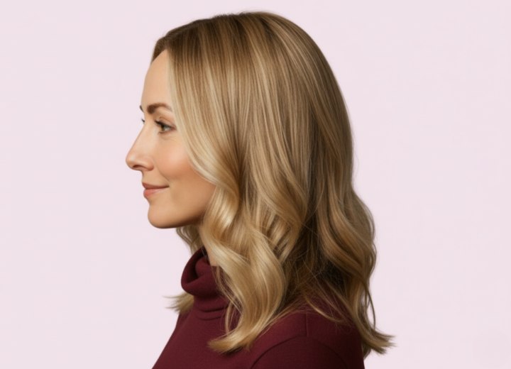 Lang kapsel met golven – zijaanzicht