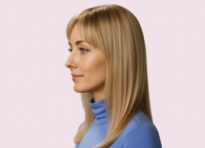 Lang haar met eenvoudige styling – zijaanzicht