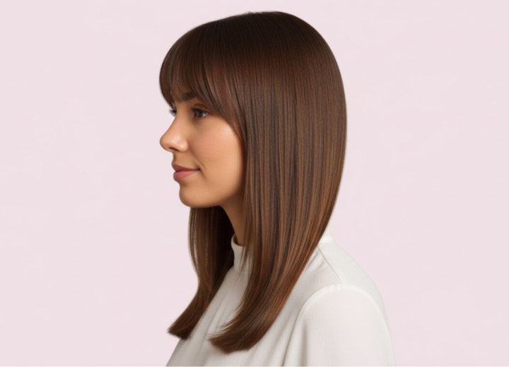 Glad kapsel tot onder de schouders – zijaanzicht