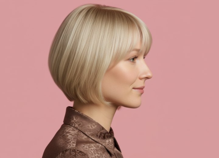 Bob tot onder de kaak, met gladde styling – zijaanzicht