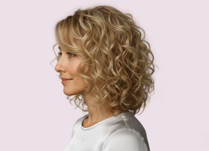 Krullend halflang haar – zijaanzicht