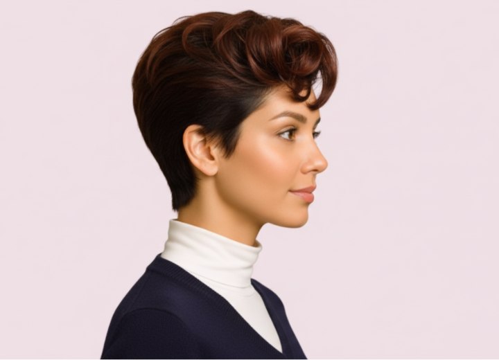 Volumineus kapsel met zeer korte zijkanten – zijaanzicht