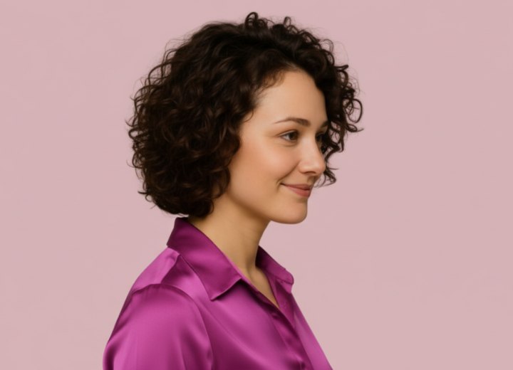 Bob voor haar met natuurlijke krullen - Zijaanzicht