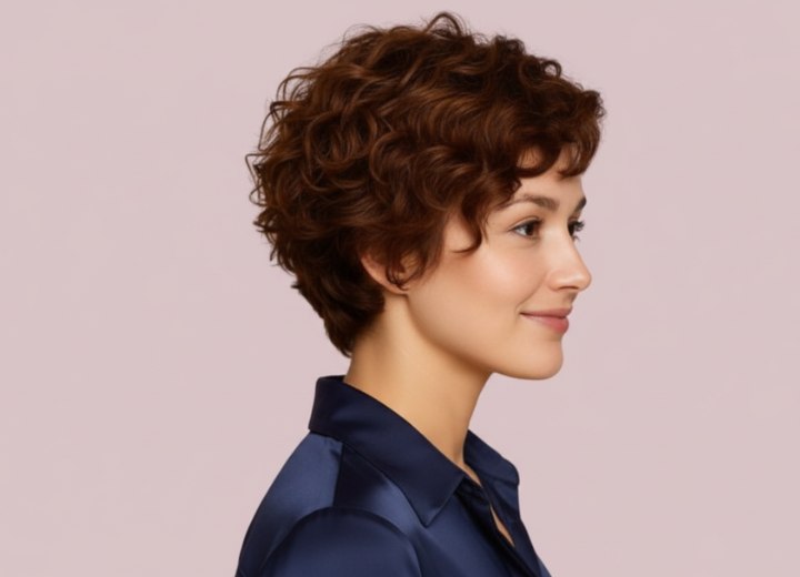 Kort kapsel voor krullend haar - Zijaanzicht