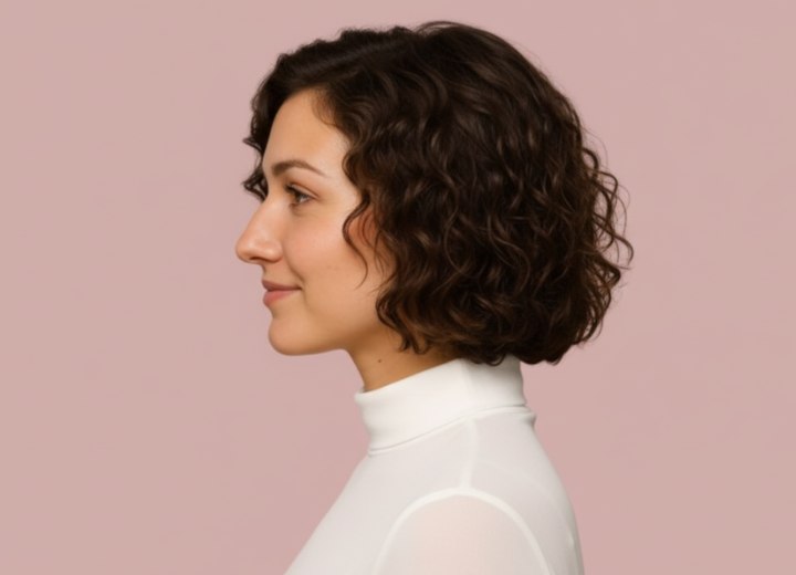 Coupe op kinlengte voor haar met krullen - Zijaanzicht