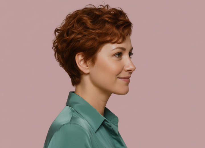 Kort kapsel voor haar met krullen - Zijaanzicht