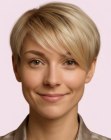 Korte blonde pixie coupe