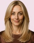 Klassieke lange blonde haarstijl