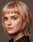 Zachte bob voor roségoud haar