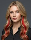 Blond haar met rode en oranje lokken