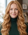 Zeer lang, golvend rood haar