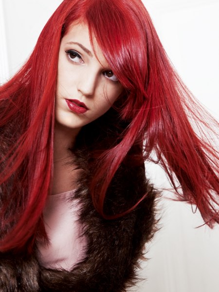 Lang en glanzend rood haar