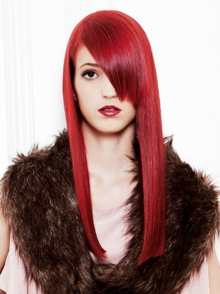 Lang en steil rood haar