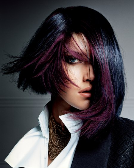 combinatie van paars en zwart haar