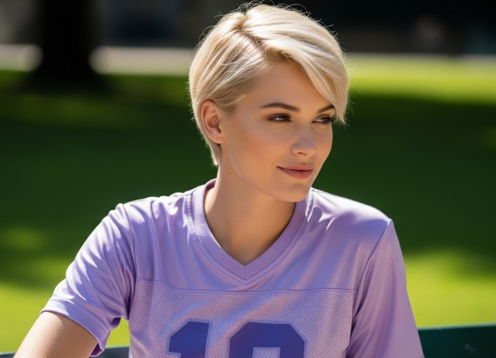 Kort platinablond haar